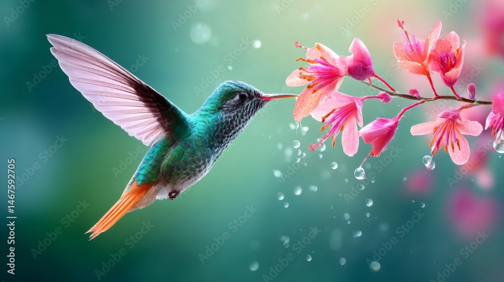 Fototapeta premium Hummingbird and flower