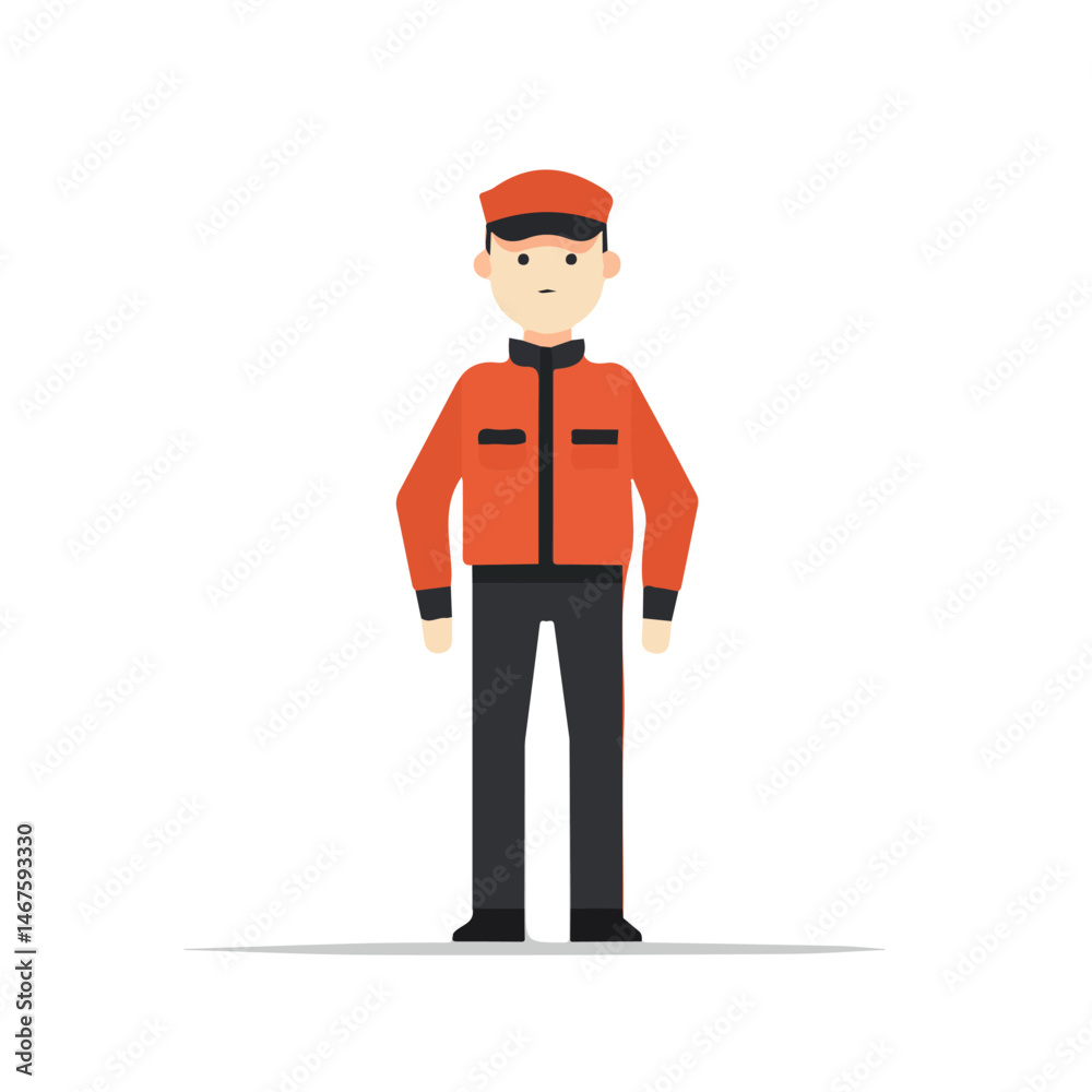 Flat vector Security Guard, minimalist design, isolated on a white background. Flat vector Security Guard, minimalist design, isolated on a white background.