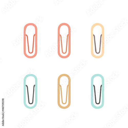Flat vector Paper Clips, minimalist design, isolated on a white background.