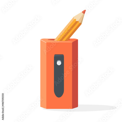 Pencil Sharpener Flat vector, minimalist design, isolated on a white background.