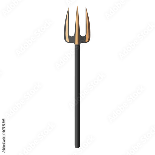 Flat vector Pitchfork, minimalist design, isolated on a white background.
