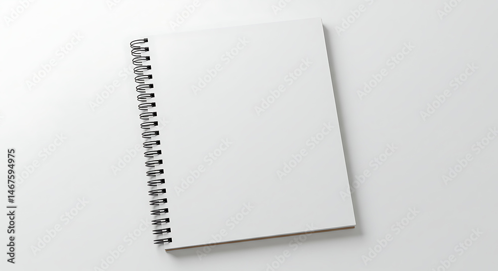 A clean, empty spiral notebook lies open on a bright white background, ready to be filled with notes, sketches, or your next big idea.