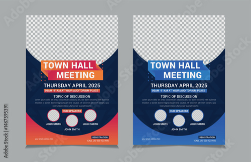Town Hall Meeting Flyer Templates, vector illustration eps 10
