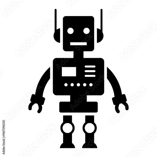 Retro Robot Illustration Vintage Style Robotic Character Design