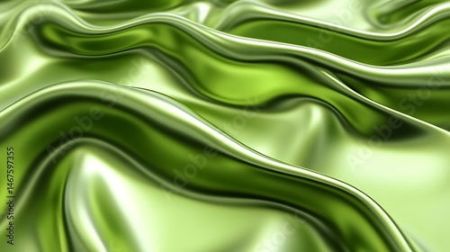 Fluid, vibrant green fabric folds