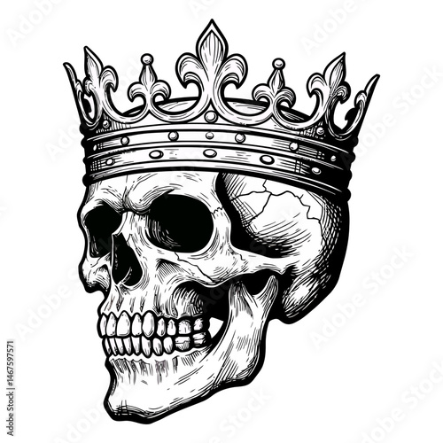 Majestic Skull Crown  A Regal Illustration of Mortality