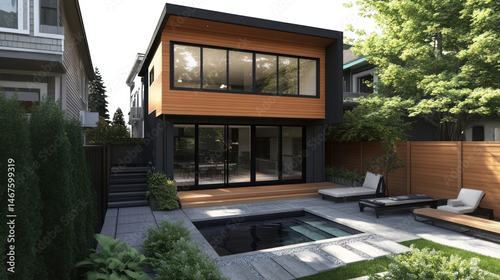 Fototapeta premium Modern backyard oasis with pool (1)