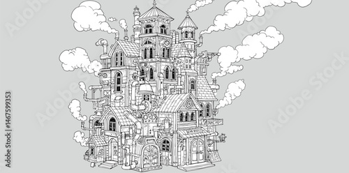 Steampunk Fantastical World Coloring Pages