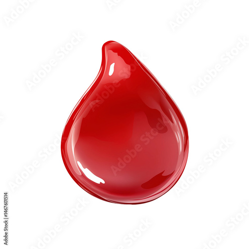 Bright red liquid droplet on a smooth surface