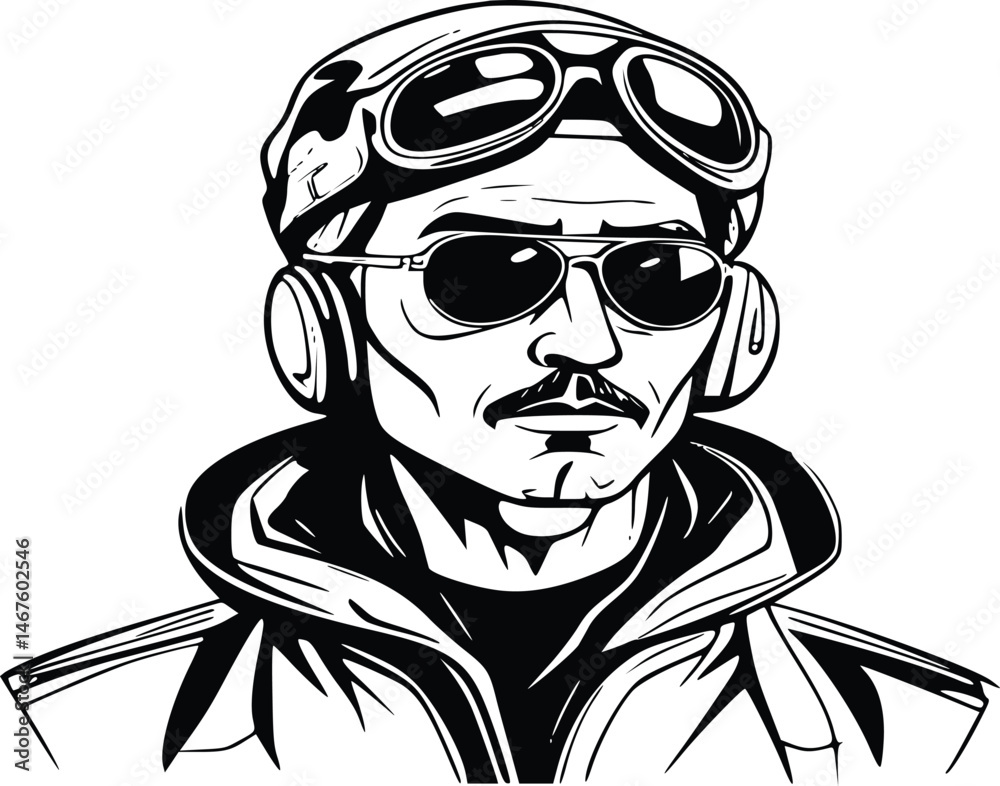 Fototapeta premium aviator sketch portrait