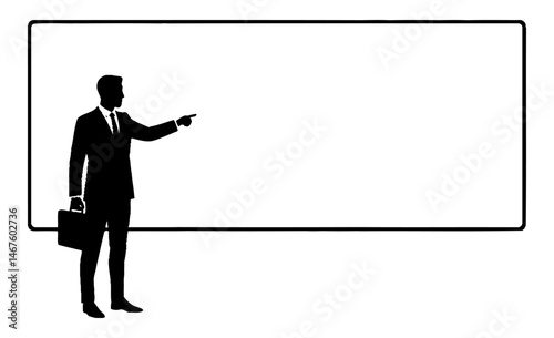 Businessman Presenting on Blank Whiteboard  Space for Your Message