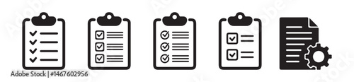 Document icons. Contract line icon set.Containing contract, agreement, passport, ID card, certificate, license, patent, testament and more. Vector solid icons collection. Illustration eps 10