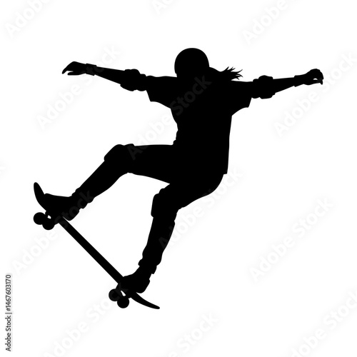 Dynamic Silhouette of a Skateboarder Performing an Aerial Trick