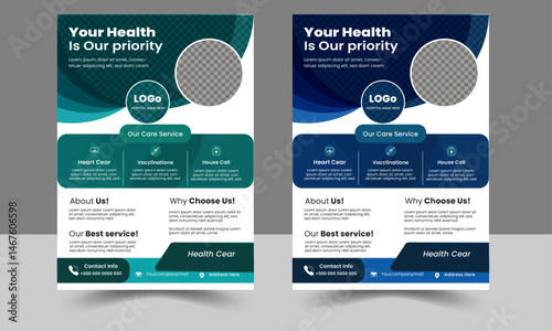 creative medical flyer templet set. this is simple and clen design. flyer in A4  photo