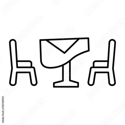 Dining Table thinline icon, vector, pixel perfect, illustrator file 
