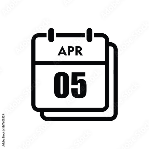 calender icon, 05 april icon with white background
