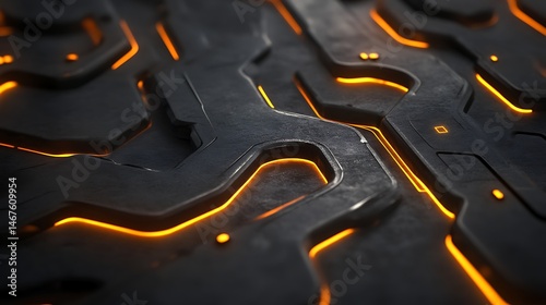 Futuristic, glowing, metallic surface