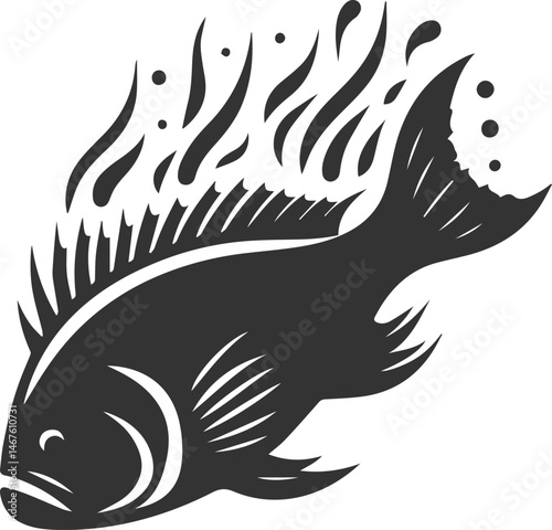 Grunt fish vector silhouette