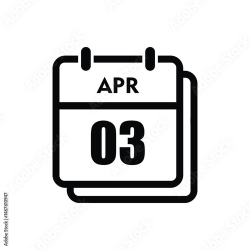 calender icon, 03 april icon with white background