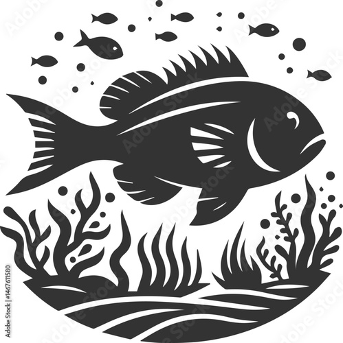 Grunt fish vector silhouette