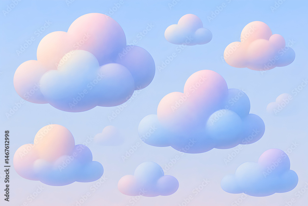 A serene sky filled with soft, pastel-colored clouds. The gentle hues create a peaceful atmosphere, perfect for evoking calmness and tranquility in any visual project.