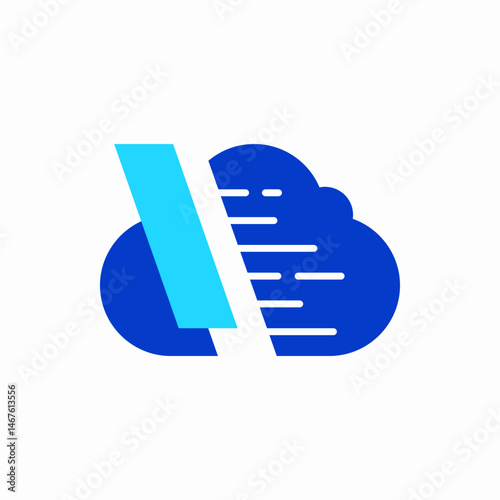 cloud logo icon with moving backslash