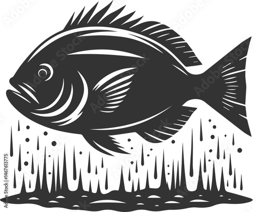 Grunt fish vector silhouette