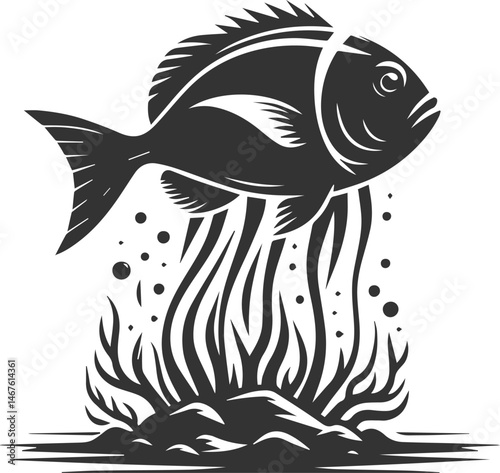 Grunt fish vector silhouette
