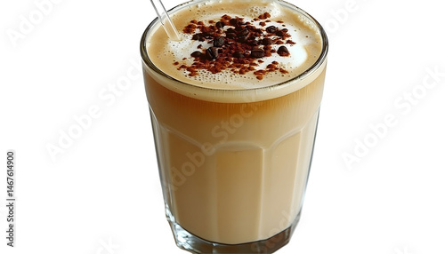 Delicious iced coffee drink in glass