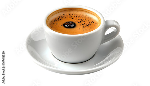 Espresso coffee in white cup