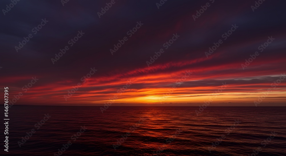 Fototapeta premium Dramatic sky with colorful gradient over water a scenic sunset or sunrise