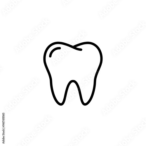 Simple black outline of a tooth, minimalistic design, dental health representation