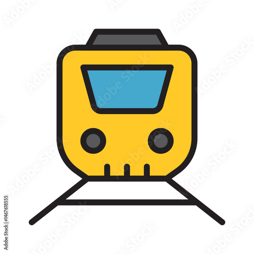 Yellow front view train vector