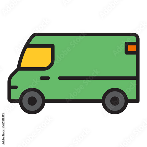 Green van vector icon for transport