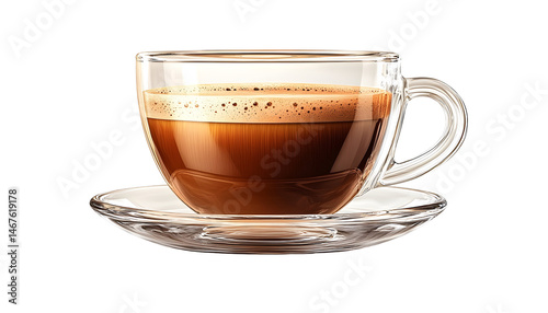 Glass coffee cup with rich crema
