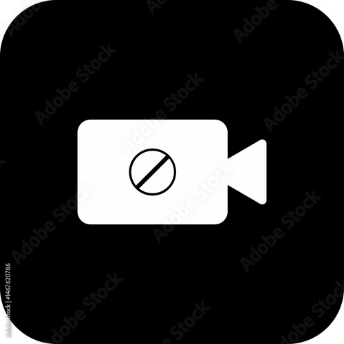 "Video Camera with Slash Icon – Video Off or Camera Disabled Symbol for UI/UX Design"

