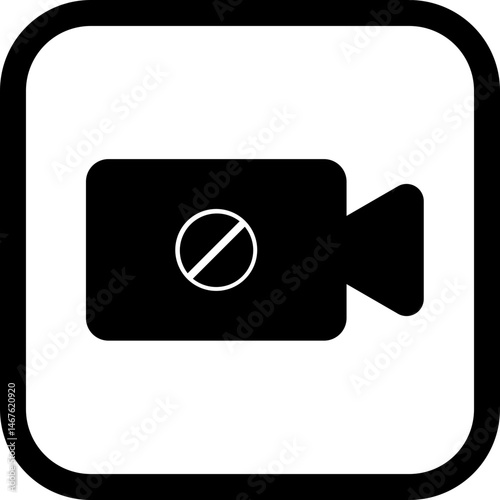 "Video Camera with Slash Icon – Video Off or Camera Disabled Symbol for UI/UX Design"

