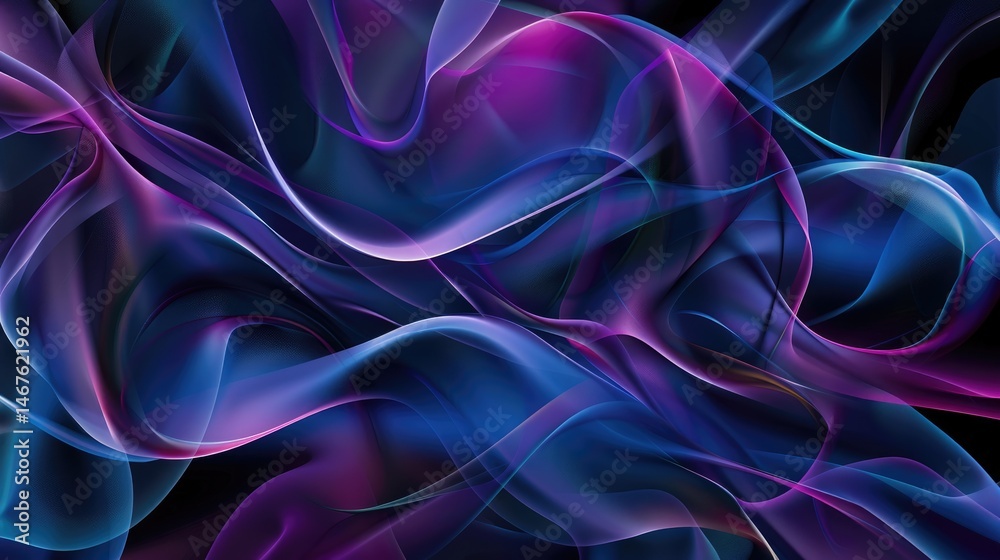 Fototapeta premium Abstract blue color wave flowing express the energetic ripple. Seamless texture of vividness curve swirling convey sense of harmony and wonderful scene perfect for effect and graphic design. AIG51.