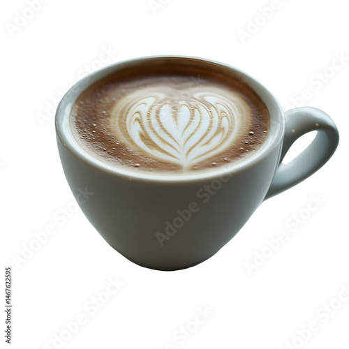 Latte art coffee in white mug