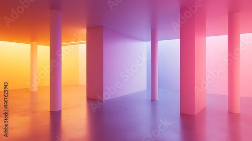 Abstract interior with vibrant colors
