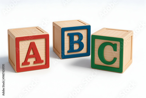Obraz na płótnie Colorful wooden blocks featuring letters A, B, and C w salonie