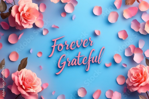 Elegant Pastel Gradient Background with Roses and Petals Design