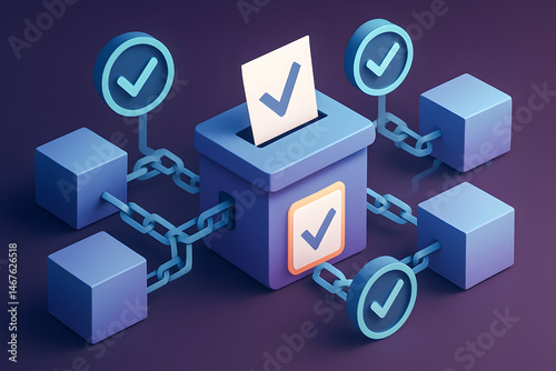 Obraz na płótnie Digital representation of a secure voting system using blockchain technology w salonie