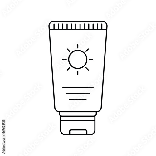 sunscreen line icon with white background vector stock illustration