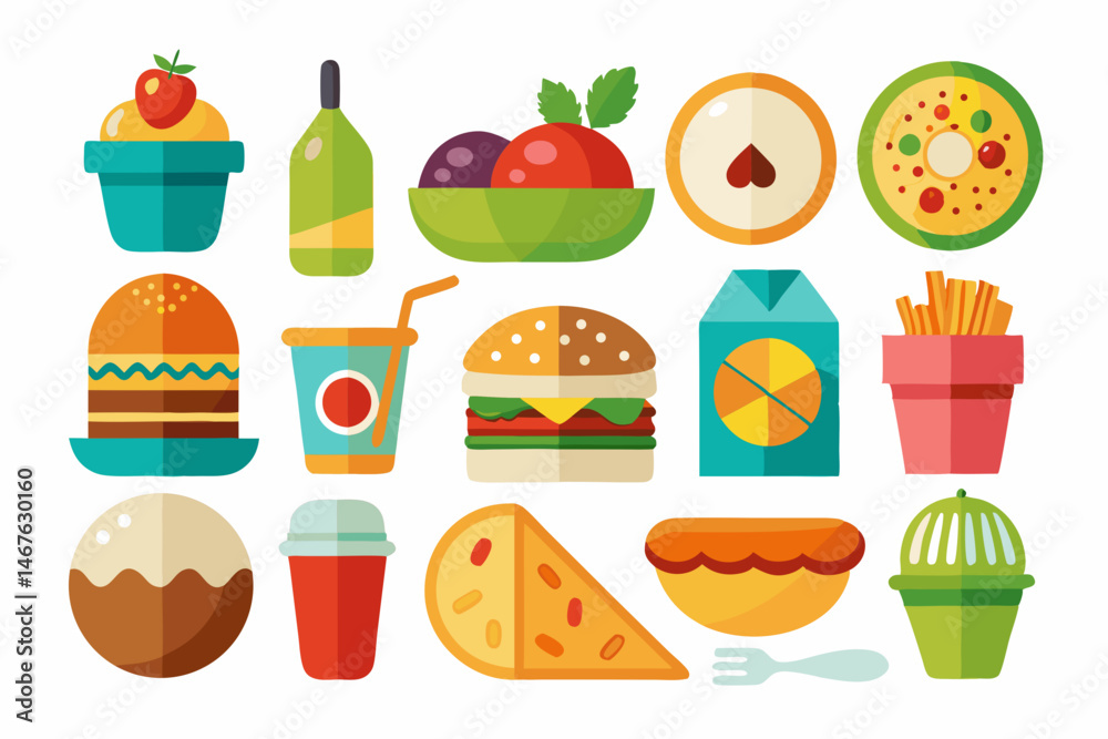 food icon set with white background food icon set with white background