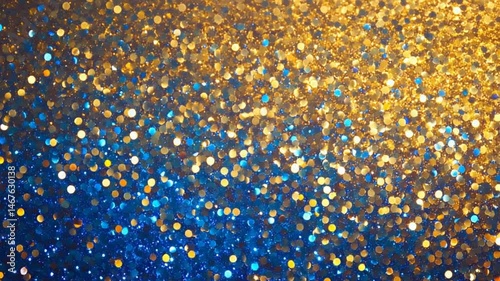 Golden and Blue Glitter Sparkle Background: A Luxurious Festive Texture