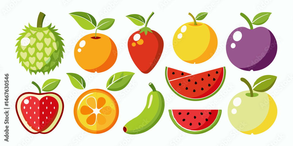 fruit icon set with white background fruit icon set with white background