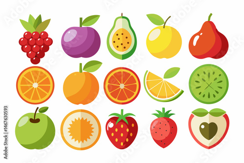 fruit icon set with white background