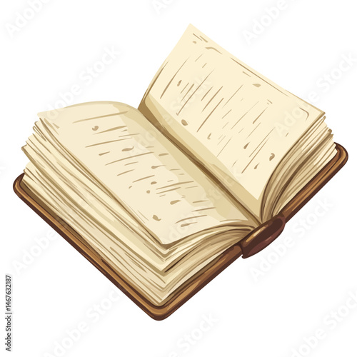 Flat vector Spellbook Open, minimalist design, isolated on a white background.
