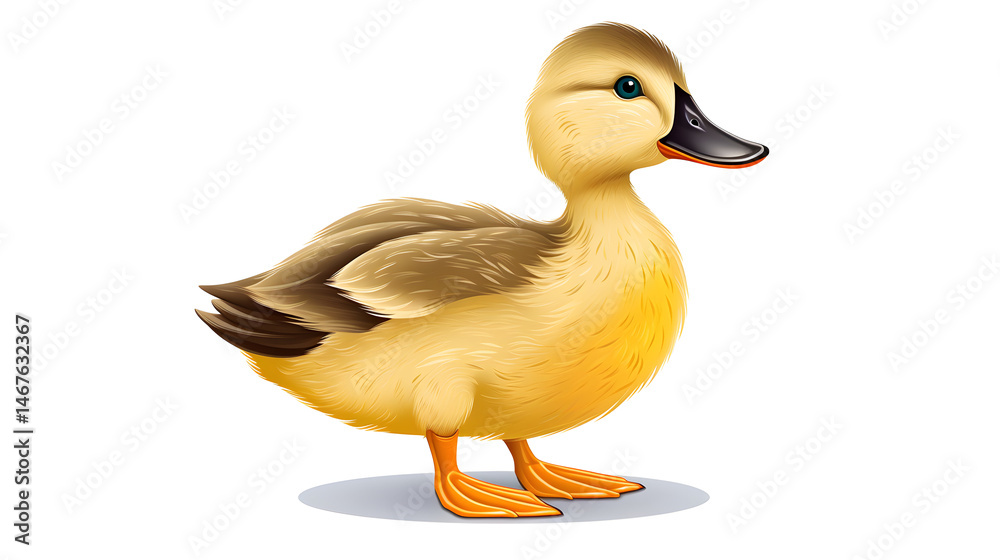 High Quality Realistic Vector of Yellow Duckling and Mallard Chick for Professional Designs High Quality Realistic Vector of Yellow Duckling and Mallard Chick for Professional Designs